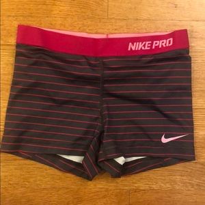 Nike pro grey and pink striped spandex